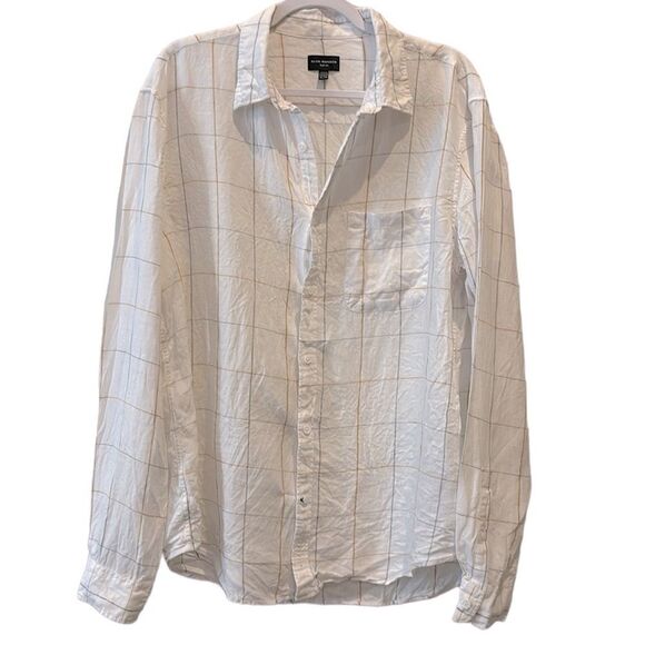 Club Monaco Slim Windowpane Linen Button Down Shirt X Large​​​​​​​​​​​​ - Picture 2 of 9